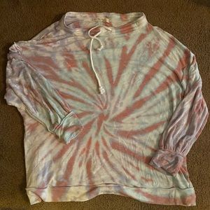Small free people tie dye oversized off the shoulder crew neck